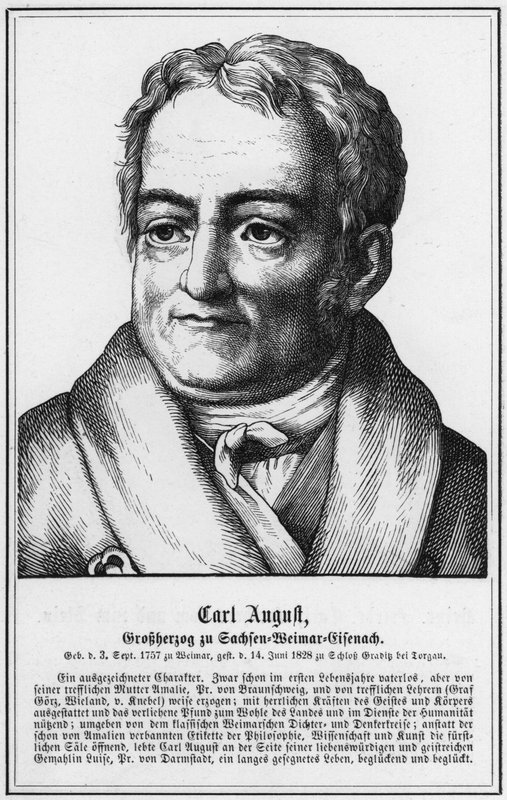 Carl August, storhertig av Sachsen-Weimar-Eisenach (gravyr) av German School