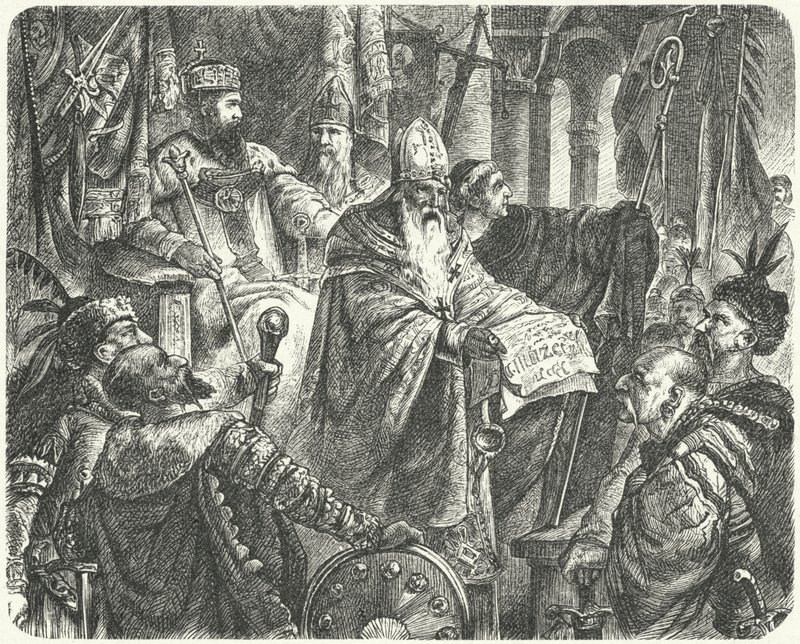 Casimir III av Polen proklamerar Wislicas stadga av German School
