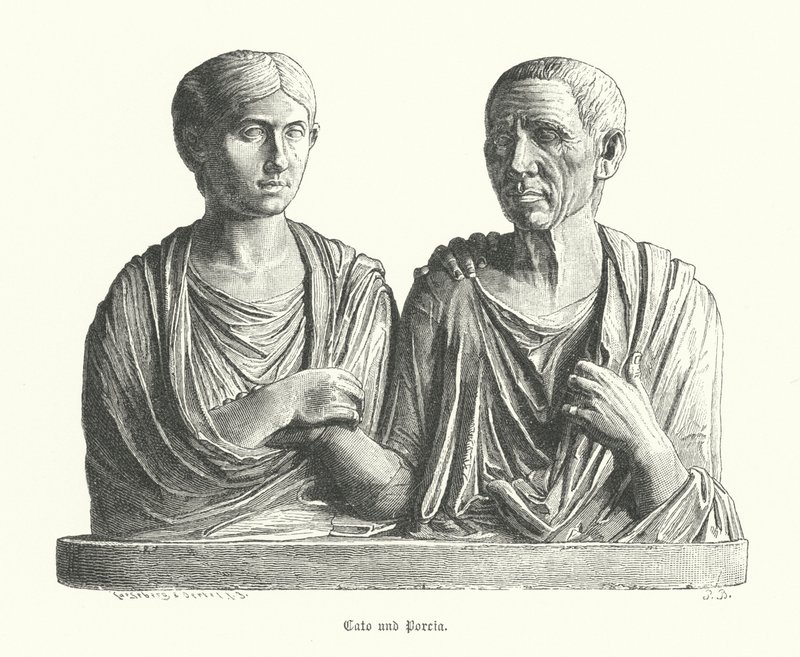 Cato och Porcia, antik romersk skulptur (gravyr) av German School