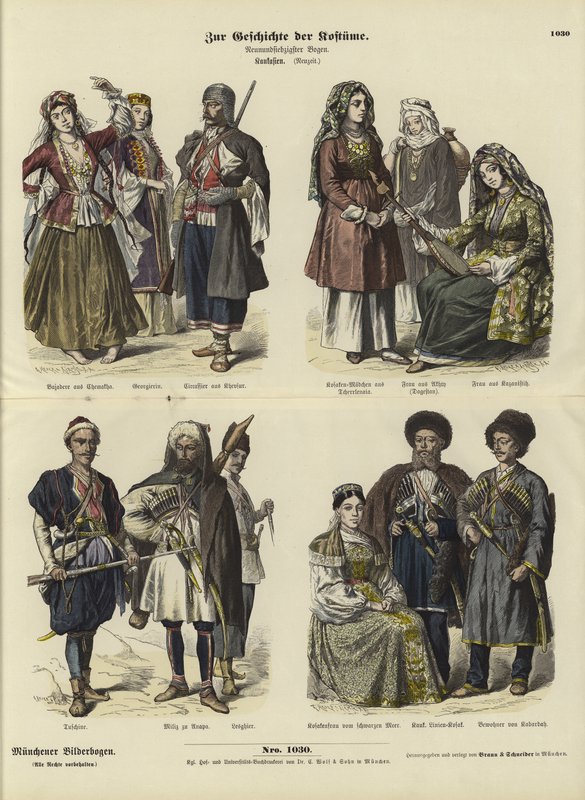 Kaukasiska dräkter, 1800-talet av German School