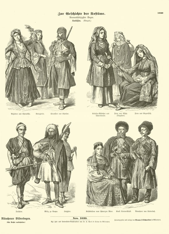Kaukasiska dräkter, 1800-talet av German School