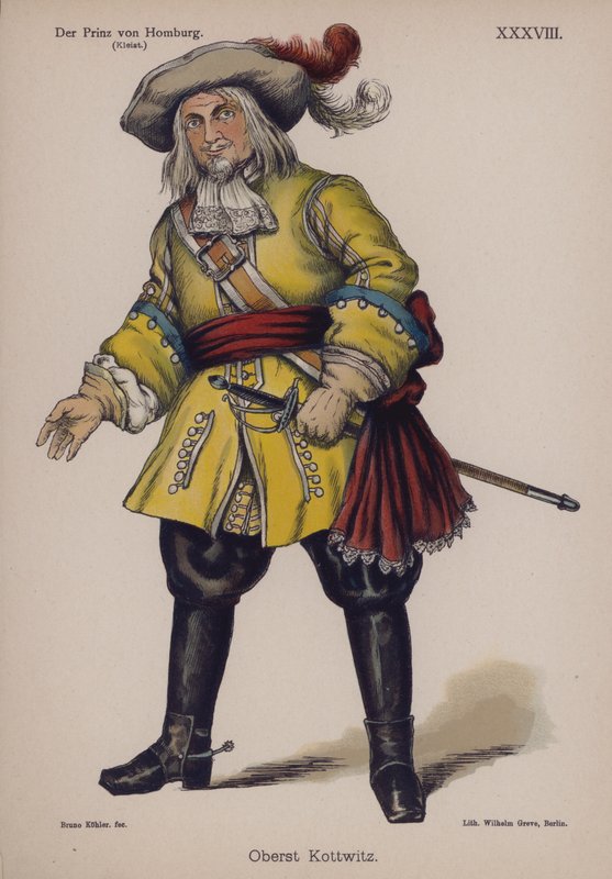 Överste Kottwitz, från Der Prinz von Homburg (Prinsen av Homburg) av Heinrich von Kleist (färg litho) av German School