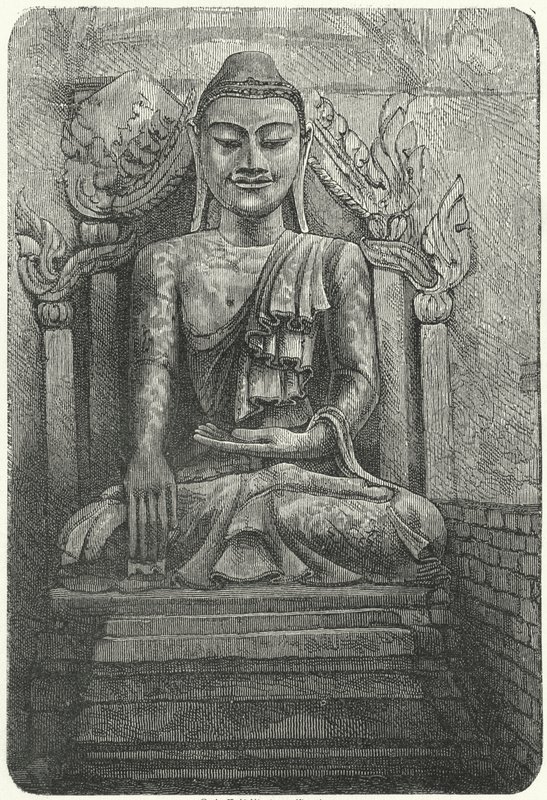 Kolossal staty av Buddha (gravyr) av German School