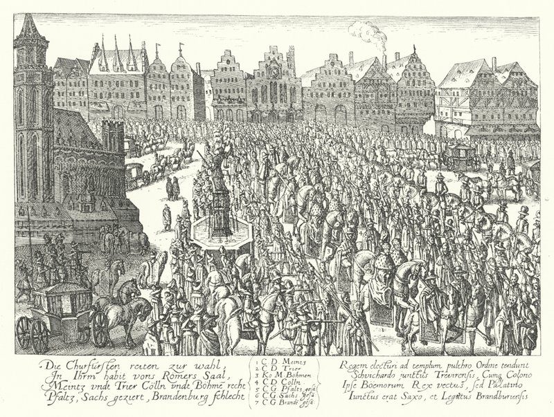 Kröningsprocession av den helige romerske kejsaren Ferdinand II, Frankfurt av German School