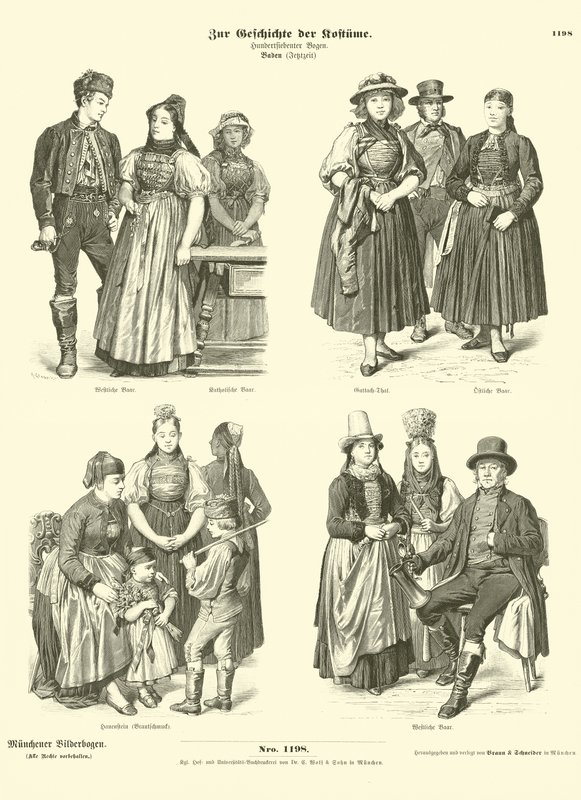 Kostymer från Baden, Tyskland, 1800-talet av German School