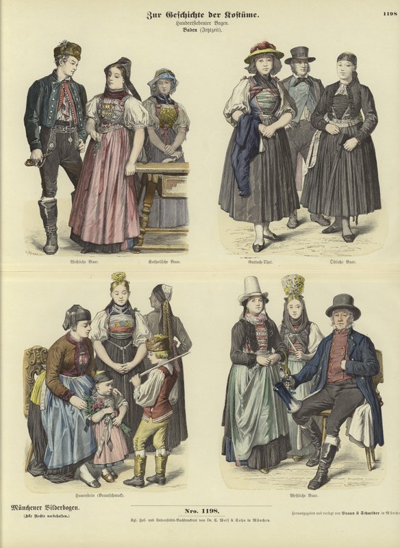Kostymer från Baden, Tyskland, 1800-talet av German School