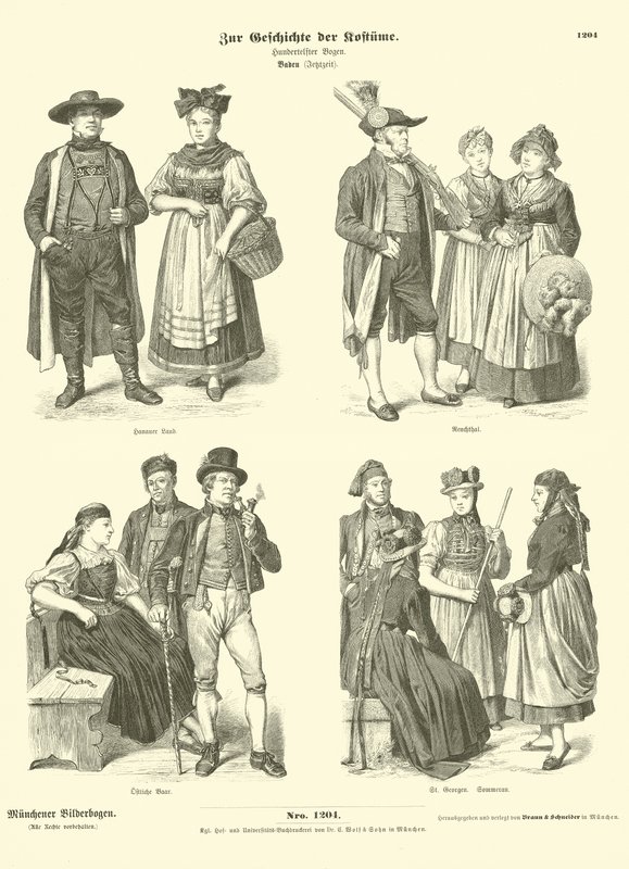 Dräkter från Baden, Tyskland, 1800-talet av German School
