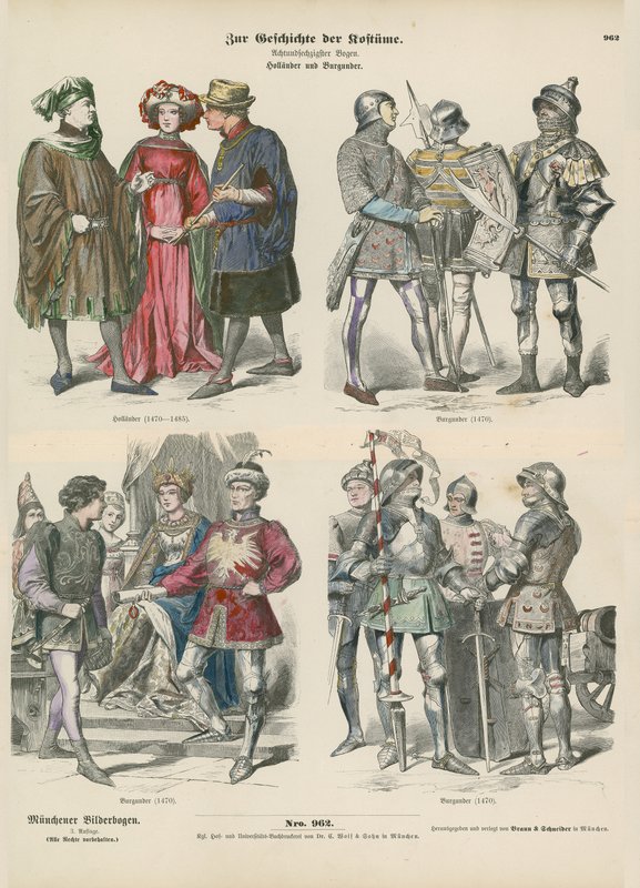 Kostymer från Bourgogne och Holland, 1400-talet av German School