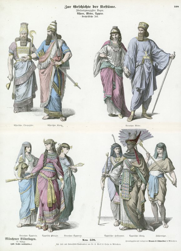Dräkter av de gamla assyrierna, mederna och egyptierna av German School