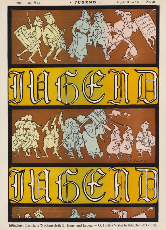 Omslagsillustration för tidningen Jugend, 1896 av German School