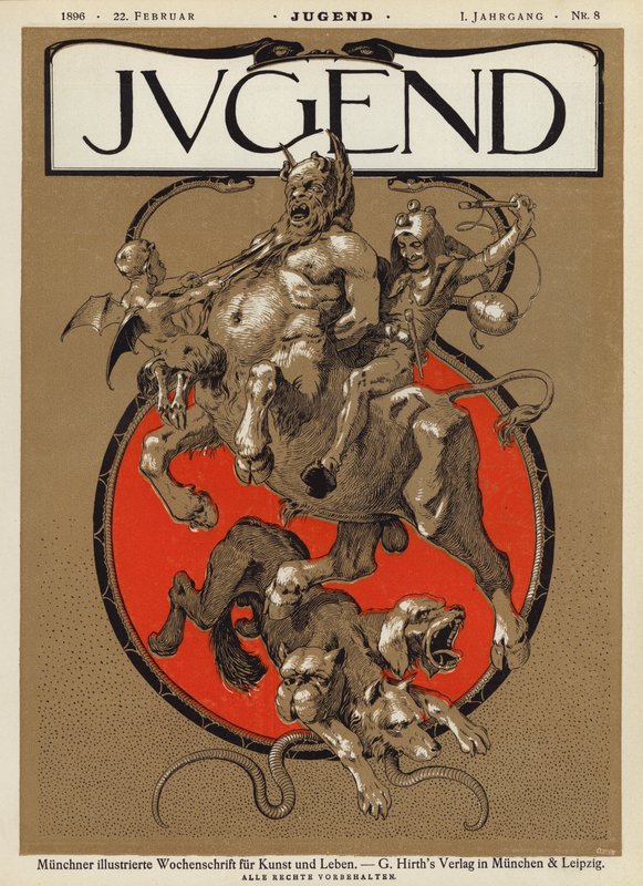 Omslagsillustration för tidningen Jugend, 1896 av German School