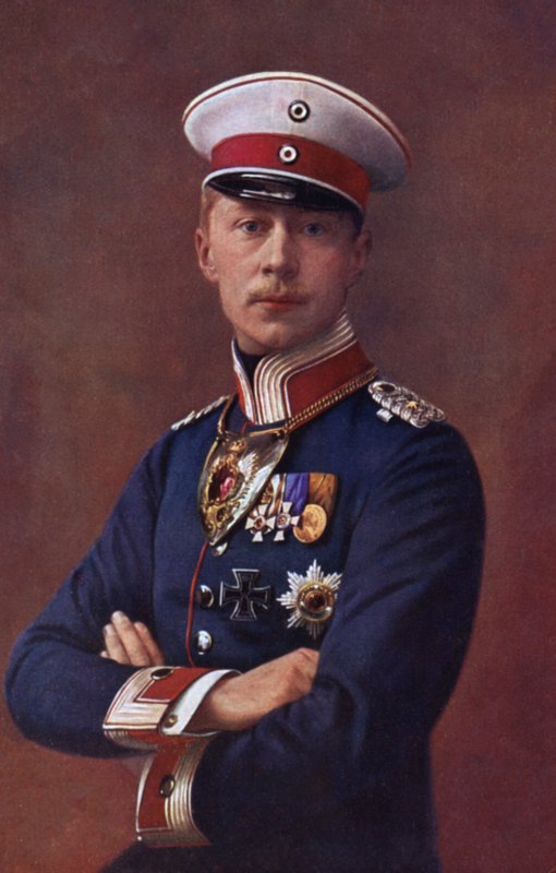 Kronprins Wilhelm, äldste son till kejsar Wilhelm II av Tyskland (färglitografi) av German School