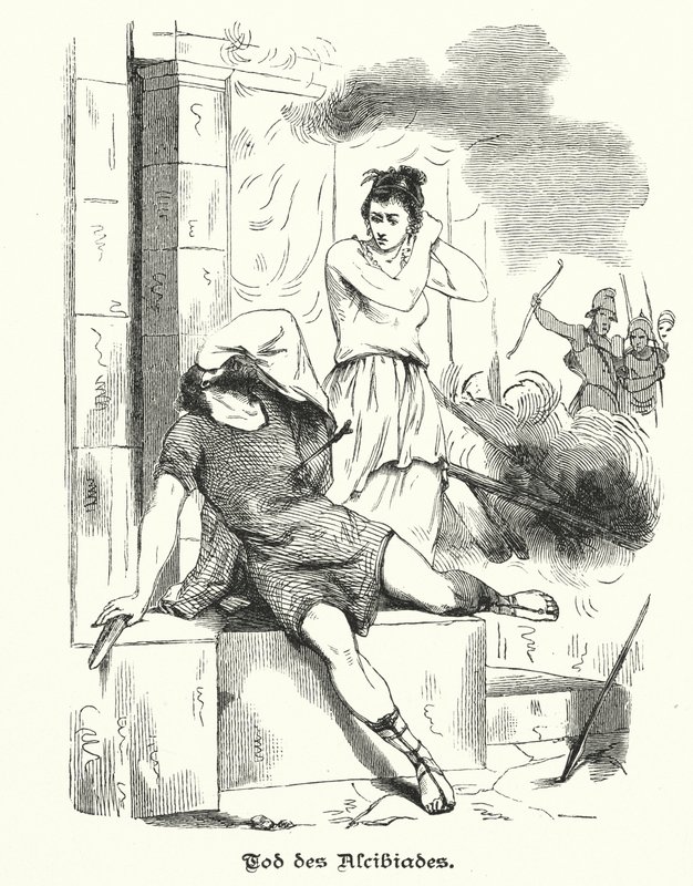 Alcibiades död, 404 f.Kr. (gravyr) av German School