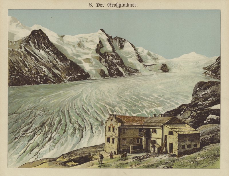Der Grossglockner (färg litho) av German School