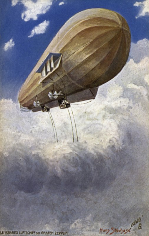 Dirigible luftskepp av Graf Ferdinand von Zeppelin av German School
