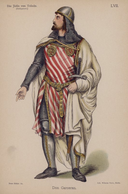 Don Garceran, från Die Judin von Toledo (Judinnan i Toledo) av Franz Grillparzer (färg litho) av German School