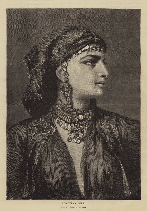 Egyptisk flicka (gravyr) av German School