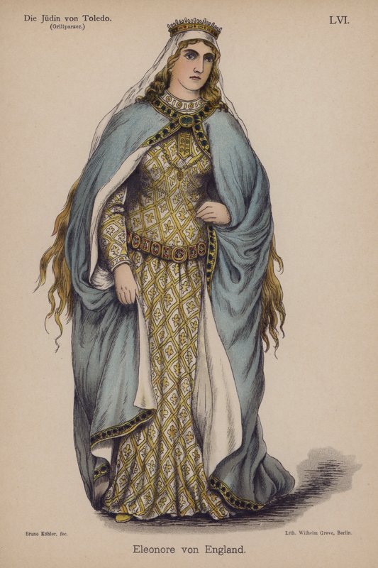 Eleanor av England, från Die Judin von Toledo (Judinnan i Toledo) av Franz Grillparzer (färg litho) av German School