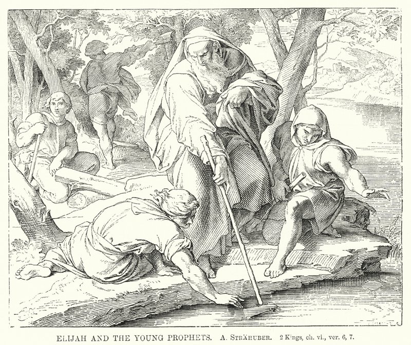 Elia och de unga profeterna, 2 Kungaboken, kap vi, ver 6, 7 (gravyr) av German School