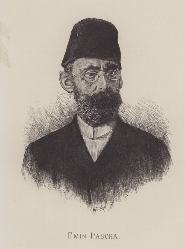 Emin Pasha, tysk läkare, upptäcktsresande och guvernör i den egyptiska provinsen Ekvatoria (litho) av German School