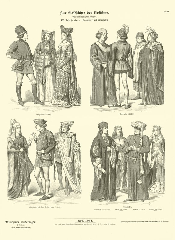 Engelska och franska dräkter, 1400-talet av German School