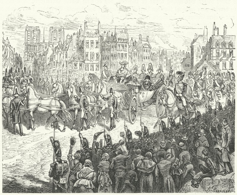 Kung Ludvig XVIII:s inträde i Paris 1814 av German School