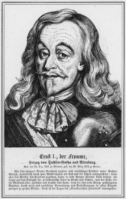 Ernst I, den fromme, hertig av Sachsen-Gotha och Altenburg (gravyr) av German School