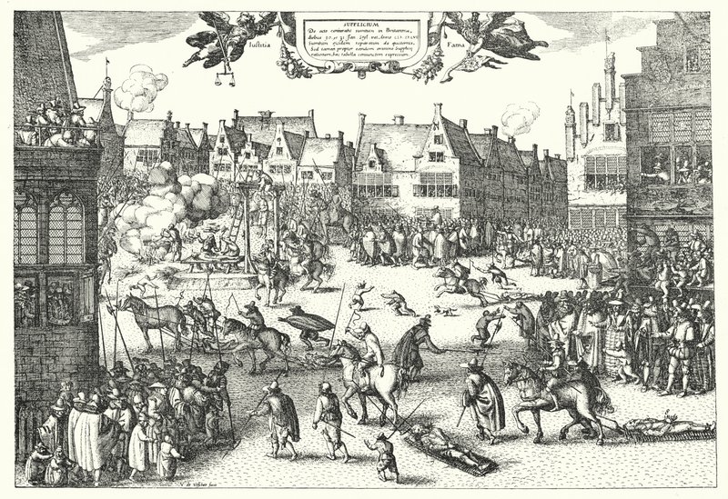 Avrättning av Gunpowder Plotters i London av German School