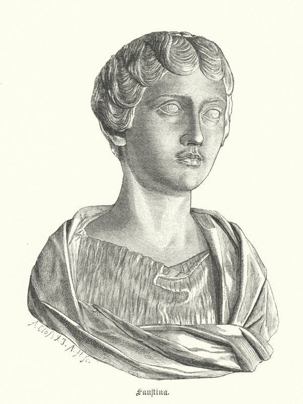 Faustina den yngre, hustru till den romerske kejsaren Marcus Aurelius (gravyr) av German School