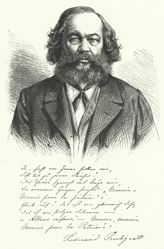 Ferdinand Freiligrath, tysk poet, översättare och liberal politisk agitator (gravyr) av German School