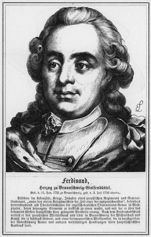 Ferdinand, hertig av Brunswick-Wolfenbuttel (gravyr) av German School