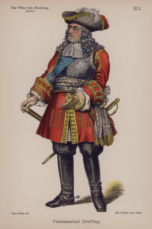 Fältmarskalk Doerffling, från Der Prinz von Homburg (Prinsen av Homburg) av Heinrich von Kleist (färg litho) av German School