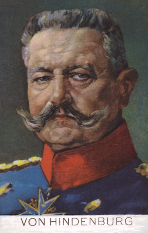 Fältmarskalk Paul von Hindenburg, befälhavare för den tyska armén under första världskriget (färglitografi) av German School