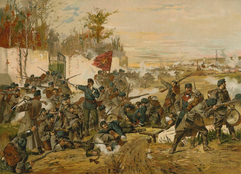 Första slaget vid Villiers-Champigny, fransk-preussiska kriget, 30 november 1870 av German School