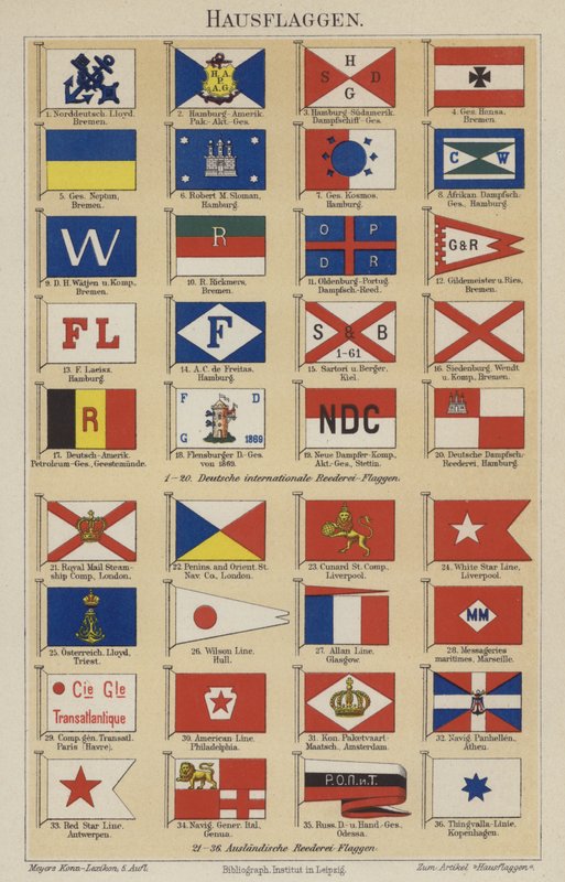 Flaggor för rederier och företag (färg litho) av German School