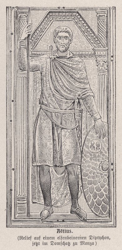 Flavius Aetius, romersk general (gravyr) av German School