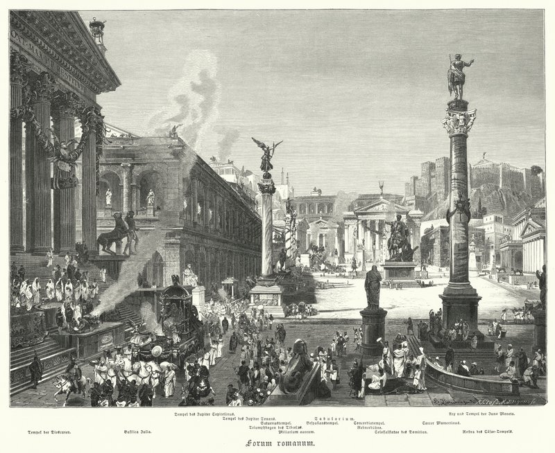 Forum Romanum, antikens Rom (gravyr) av German School