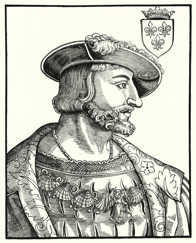 Frans I, kung av Frankrike (gravyr) av German School