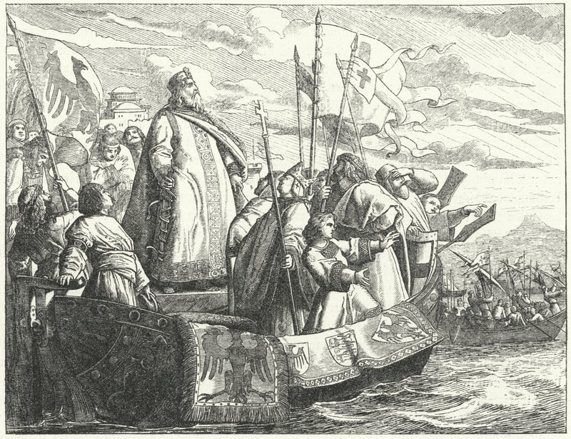 Frederick Barbarossa och hans armé korsade Bosporen på det tredje korståget av German School