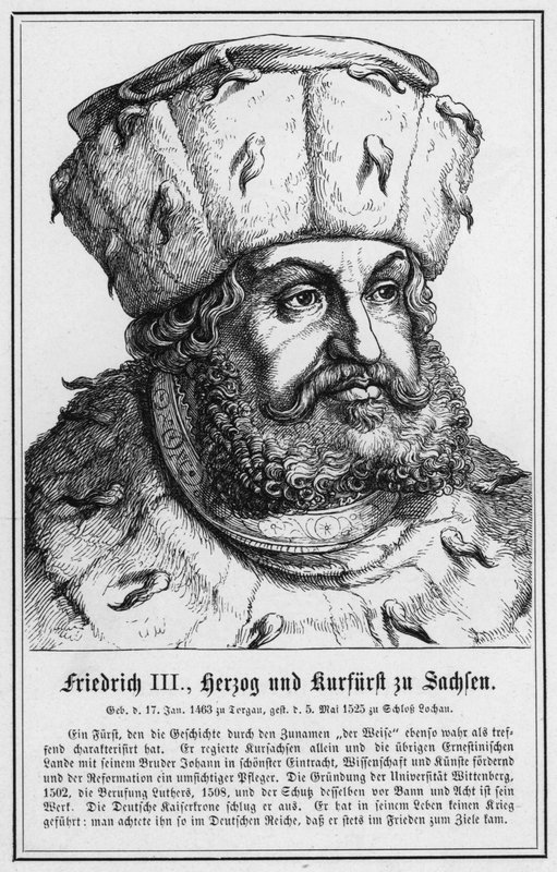 Fredrik III, hertig och kurfurste av Sachsen (gravyr) av German School