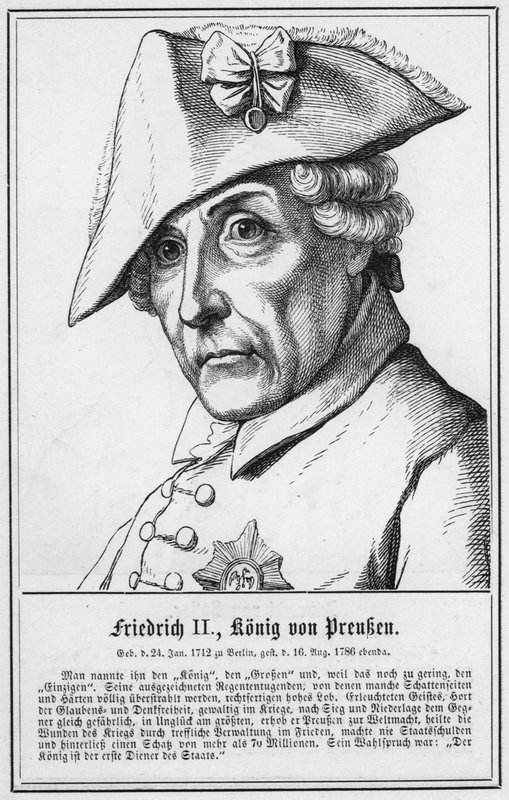 Friedrich II, Konig von Preuben (gravyr) av German School