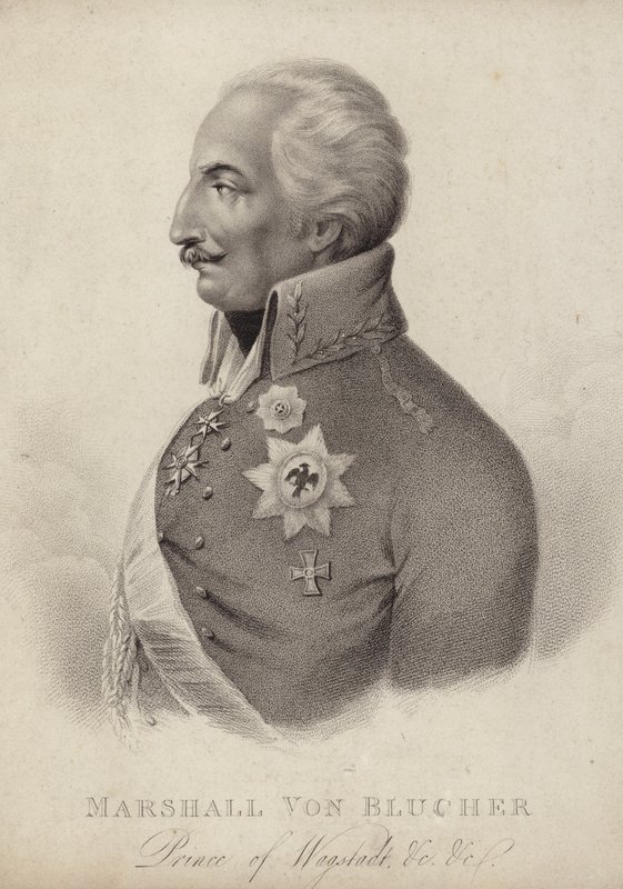 Gebhard von Blucher, preussisk fältmarskalk (gravyr) av German School