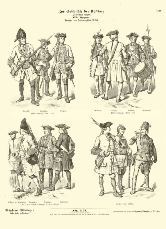 Tyska och österrikiska militäruniformer, 1700-tal av German School