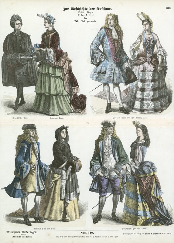 Tyska och franska dräkter, tidigt 1700-tal av German School