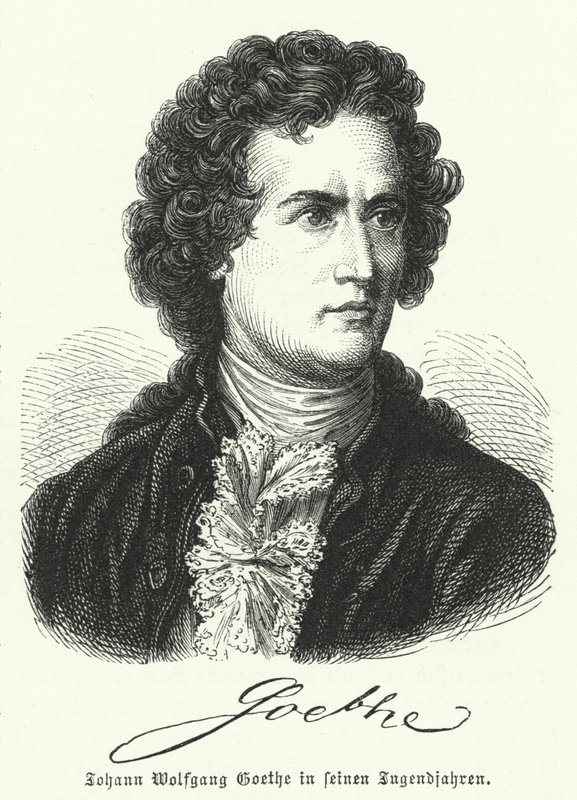 Den tyske författaren Johann Wolfgang Goethe (1749-1832) i sin ungdom av German School