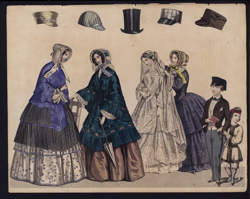 Tysk modetallrik, mitten av 1800-talet (färgad gravyr) av German School