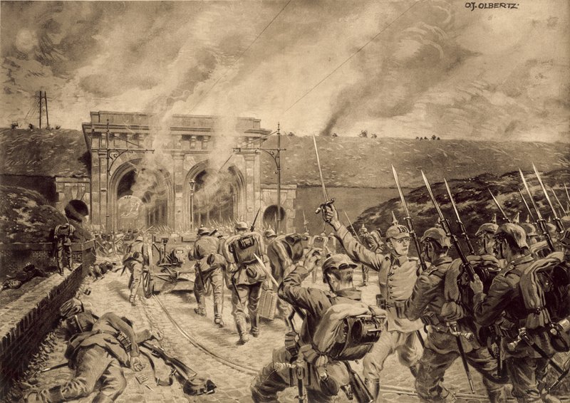 Tyska trupper attackerade Porte du Douai i Lille den 12 oktober 1914 av German School