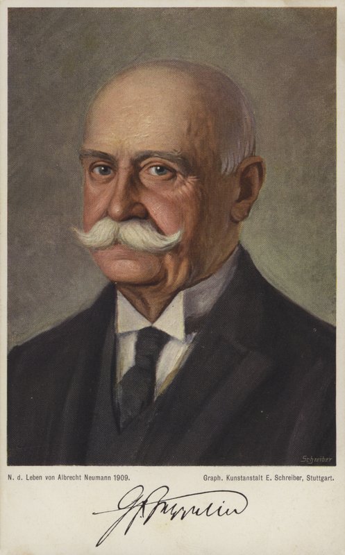 Graf Ferdinand von Zeppelin, tysk luftskeppsdesigner och konstruktör (färg litho) av German School