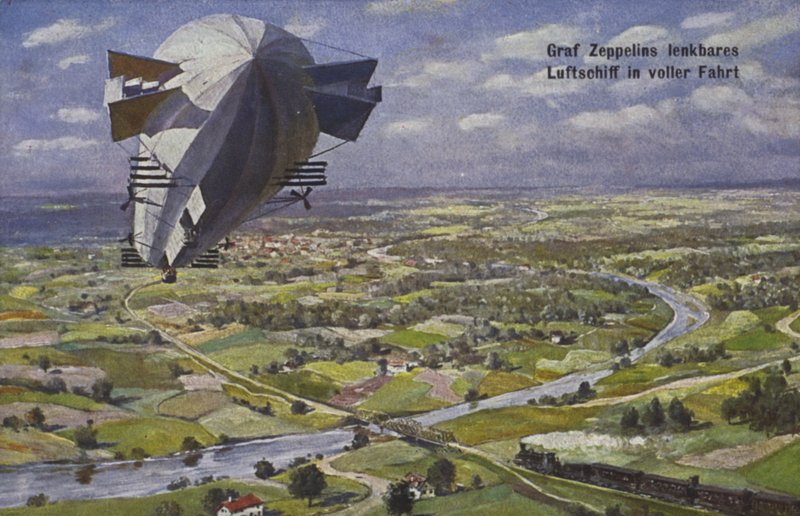 Graf Ferdinand von Zeppelins luftskepp under flygning av German School