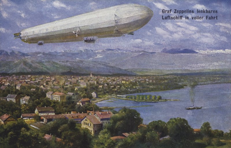 Graf Ferdinand von Zeppelins luftskepp under flygning av German School
